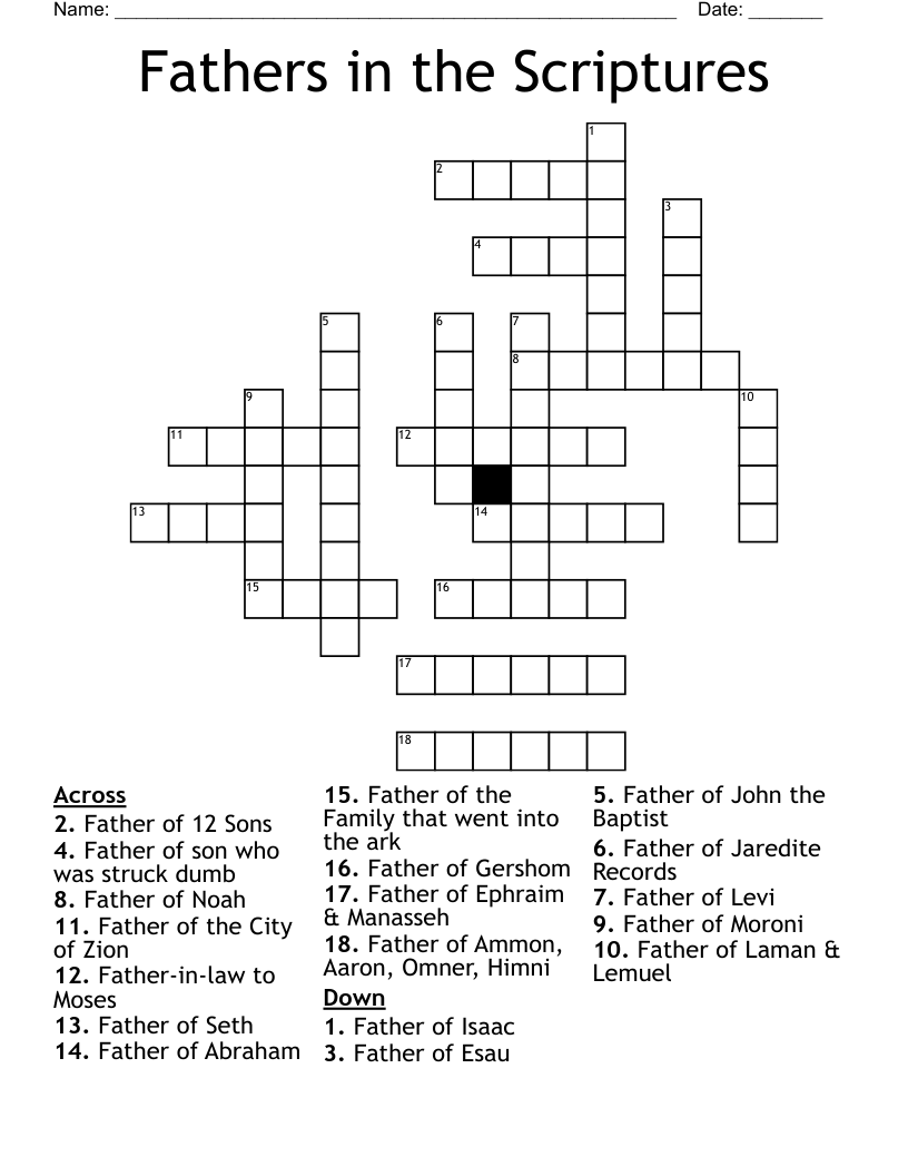 Fathers in the Scriptures Crossword