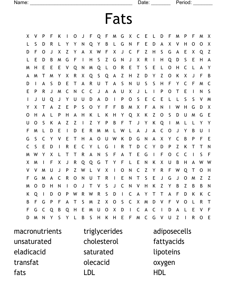 Fats Word Search
