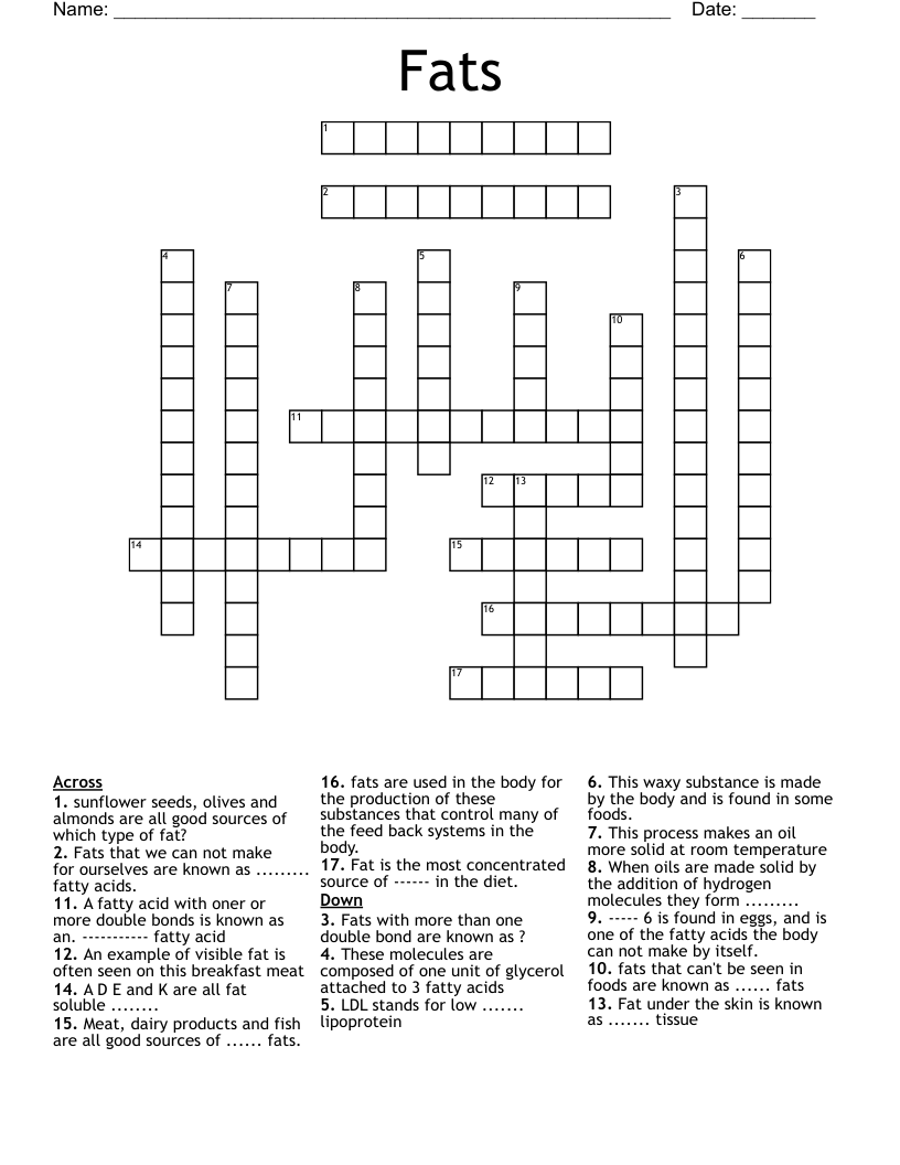 Fats Crossword