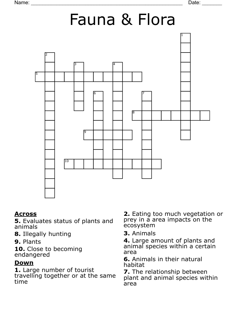 Fauna & Flora  Crossword
