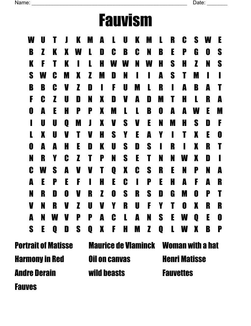 Fauvism Word Search