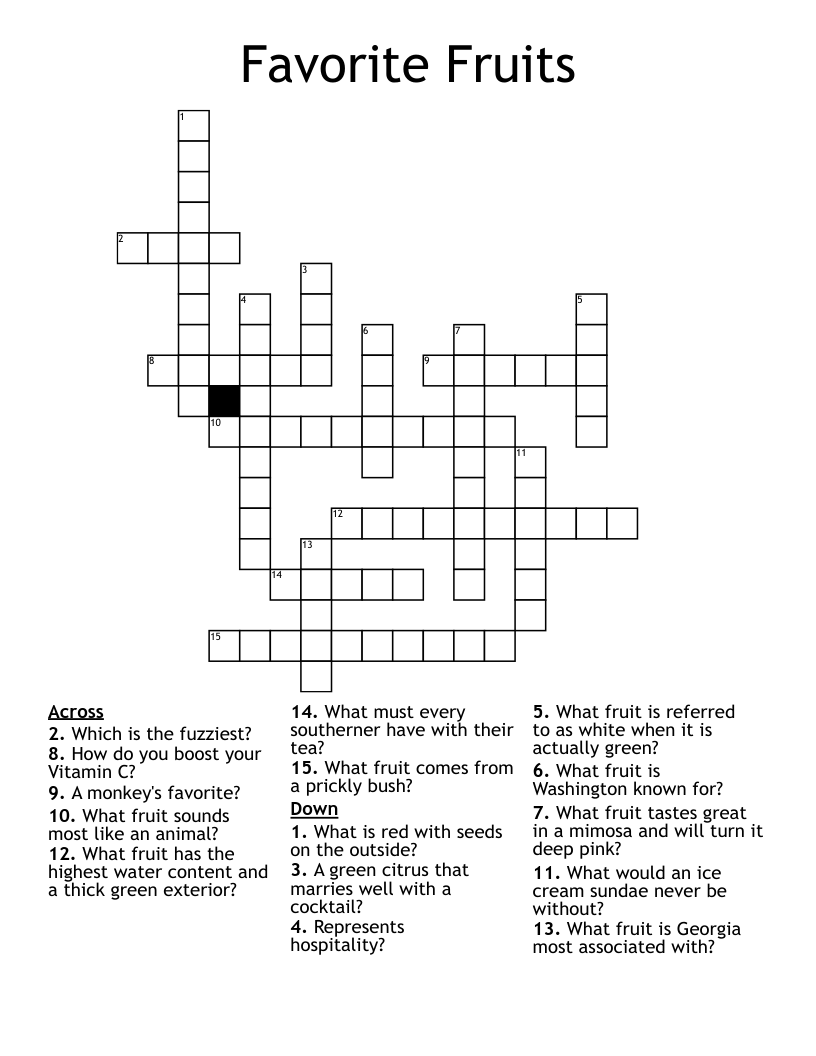 Favorite Fruits Crossword