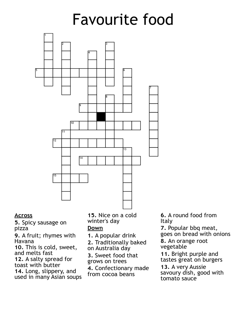 Favourite food Crossword
