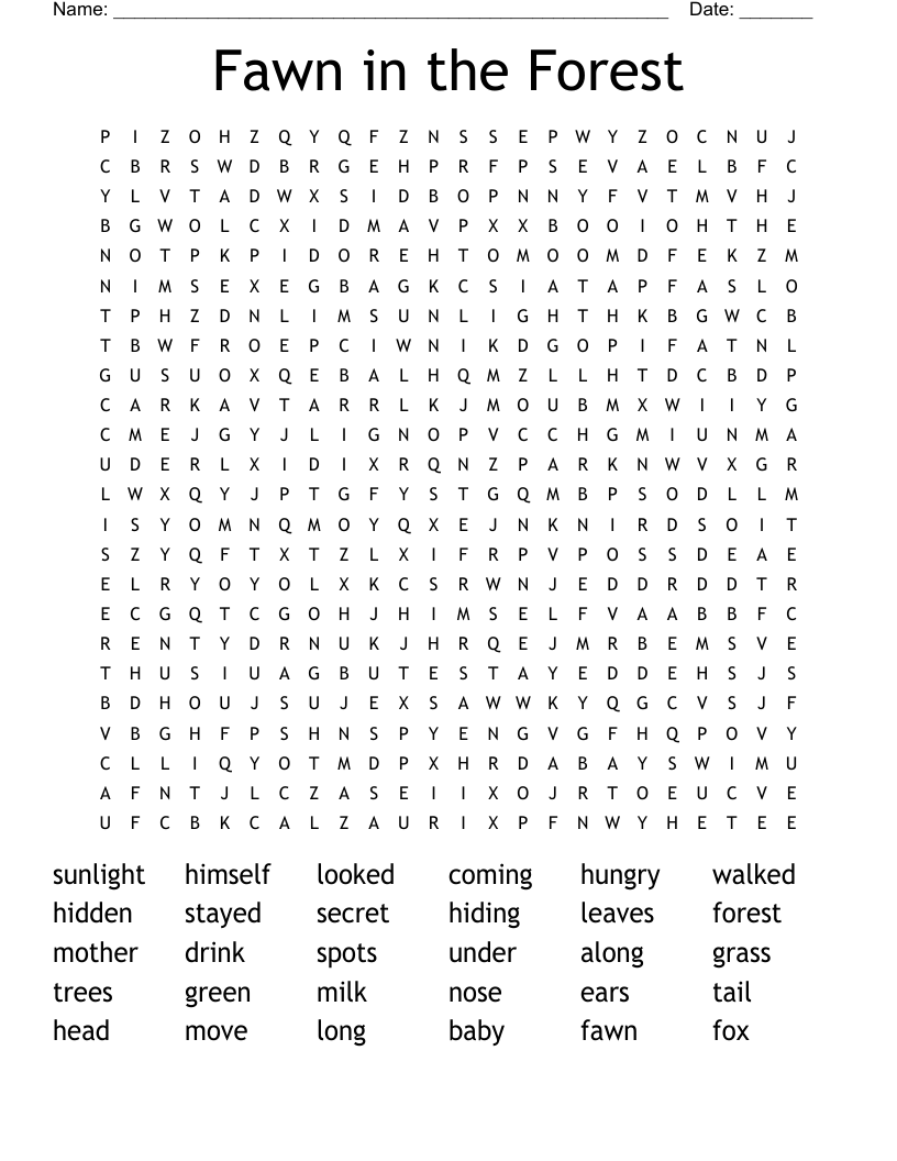Fawn in the Forest Word Search