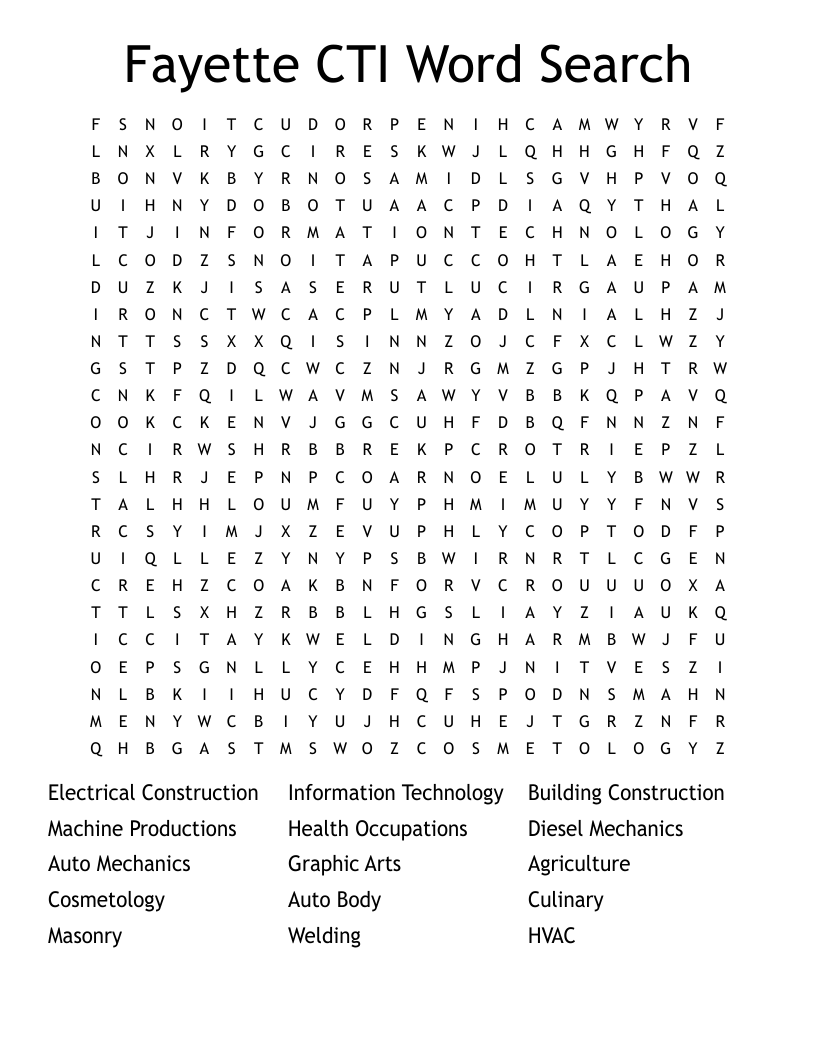 Fayette CTI Word Search