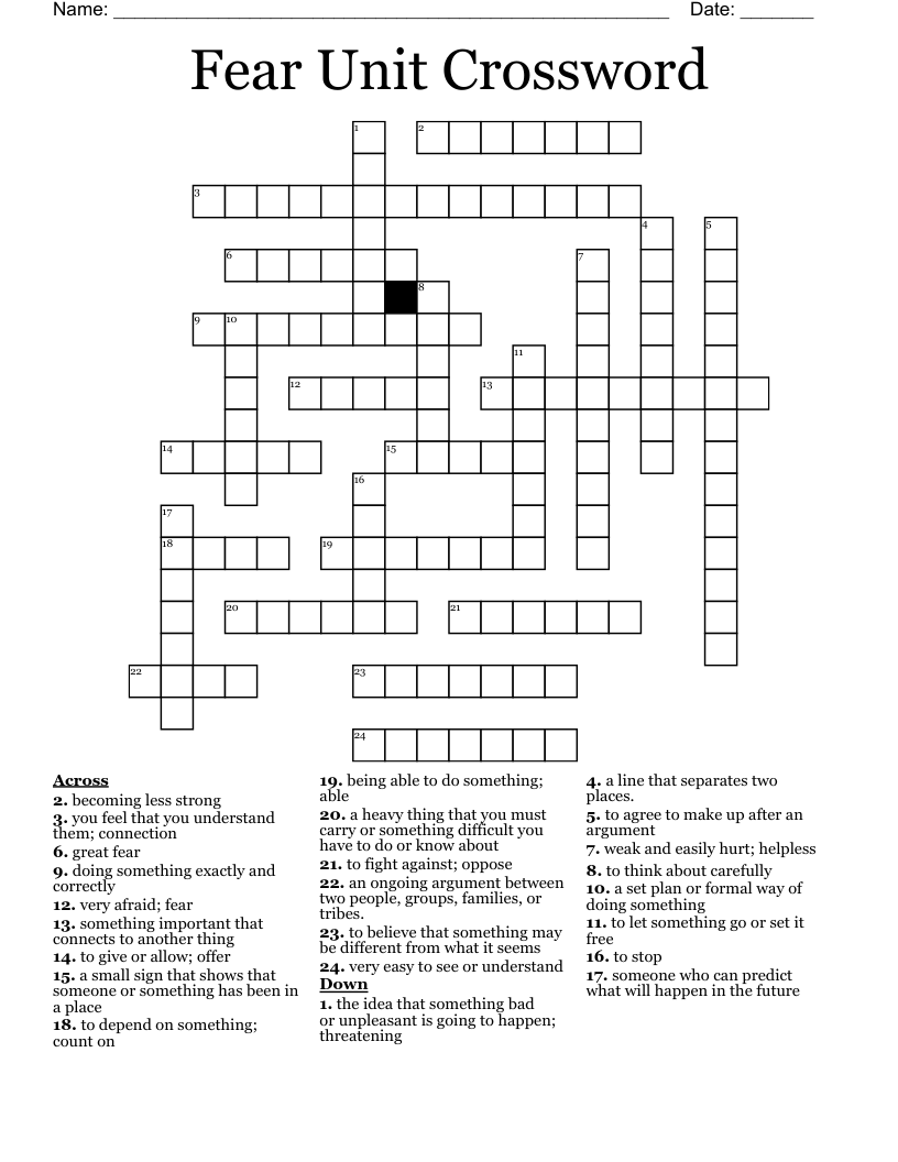 Fear Unit Crossword