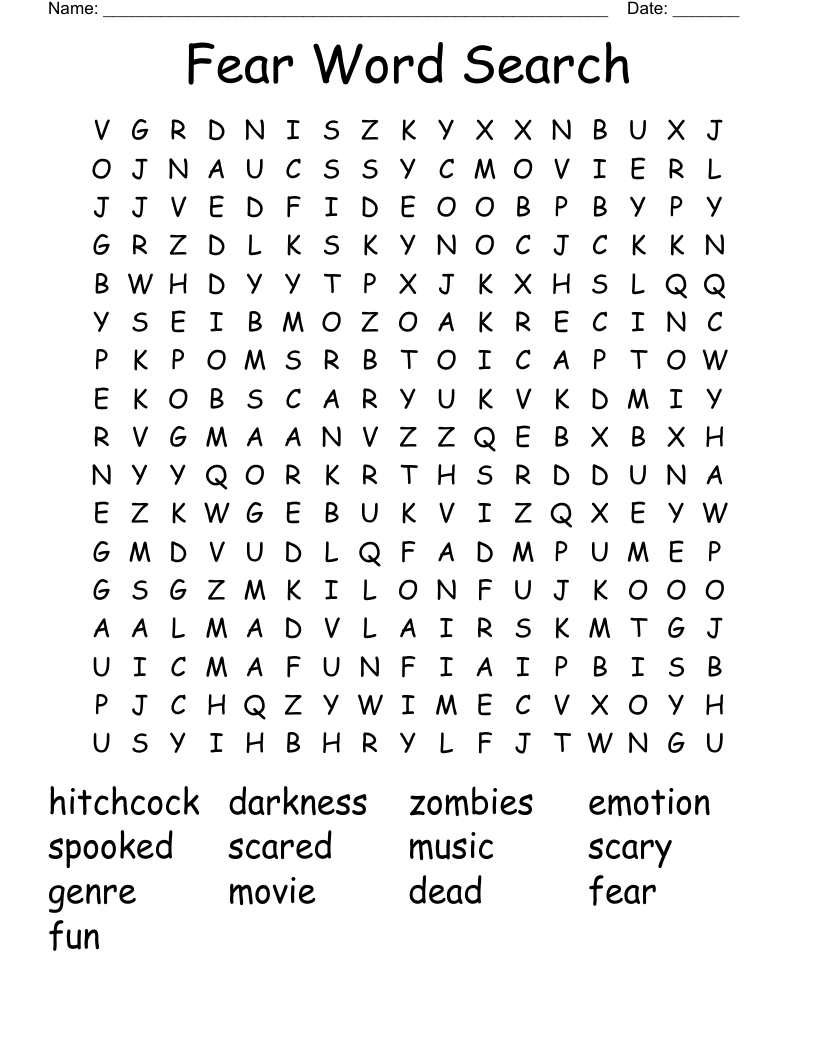 Fear Word Search