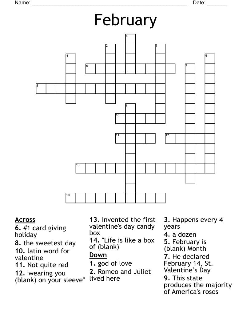 February Crossword