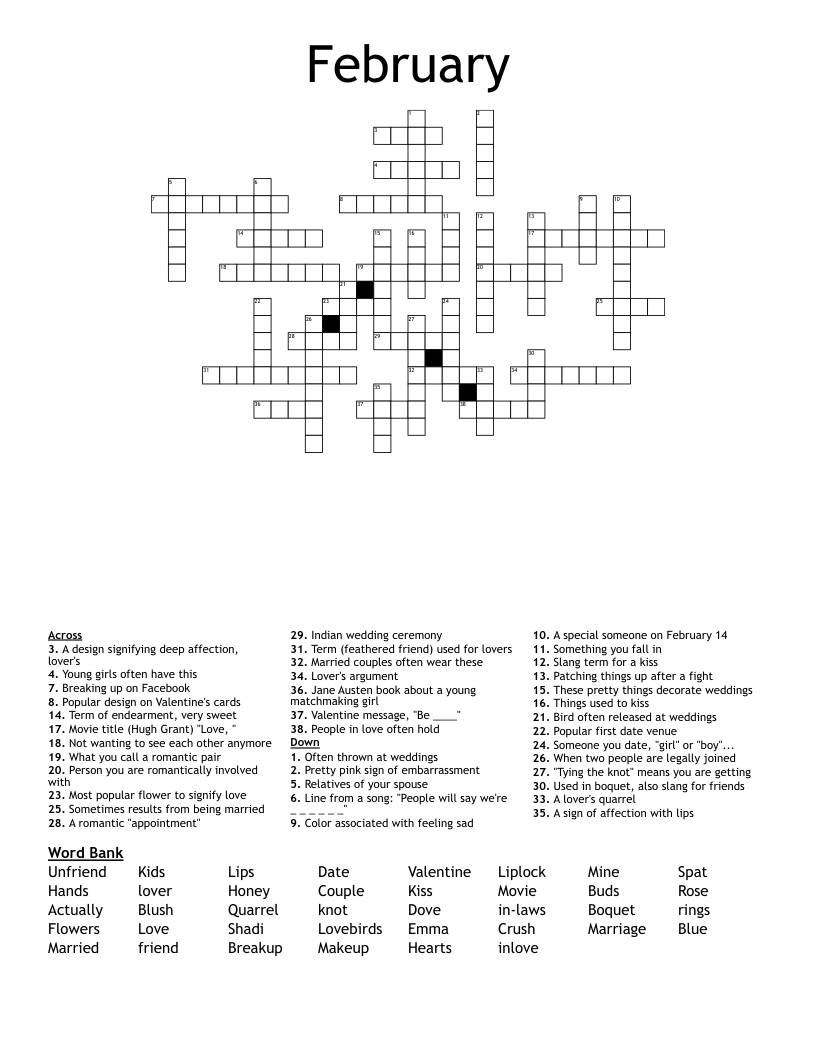 February Crossword