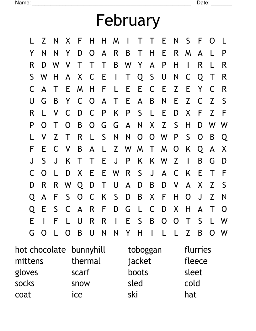 February Word Search