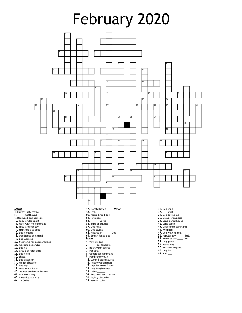 February 2020 Crossword