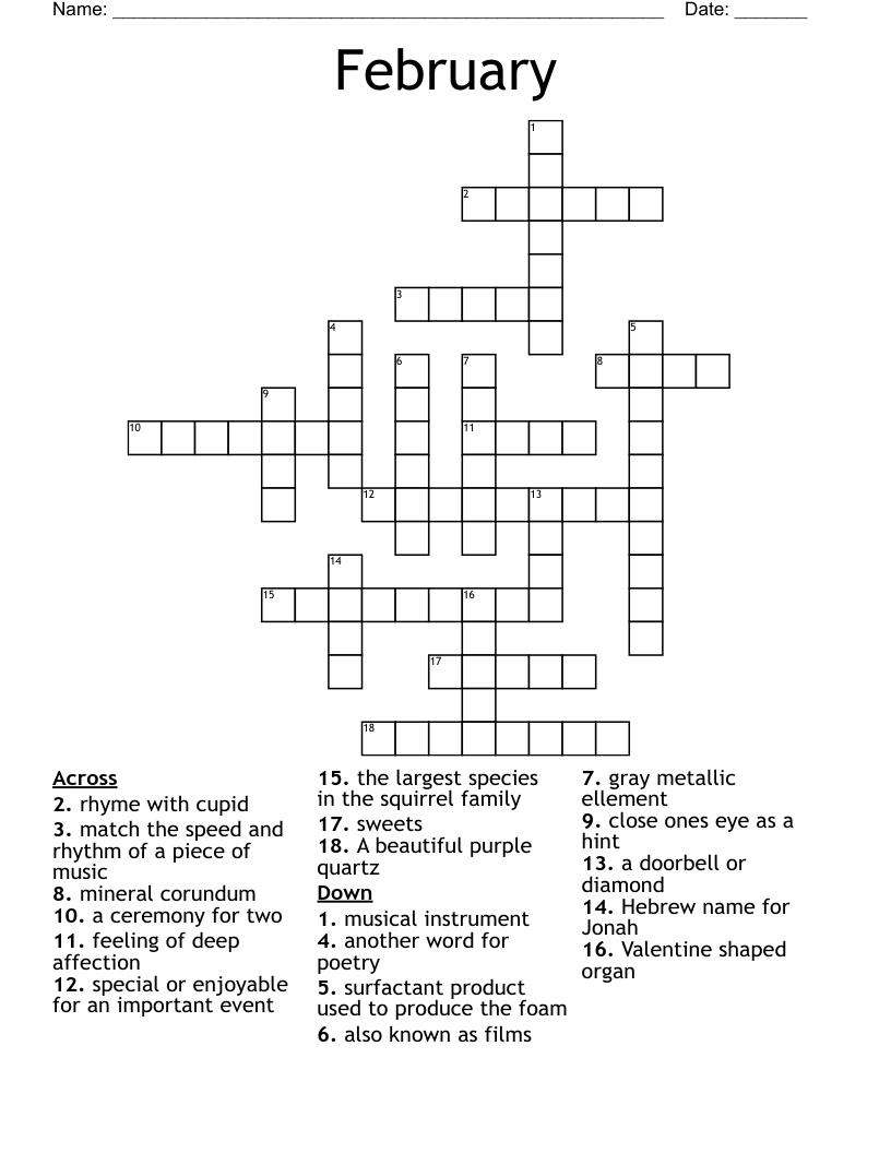 February Crossword