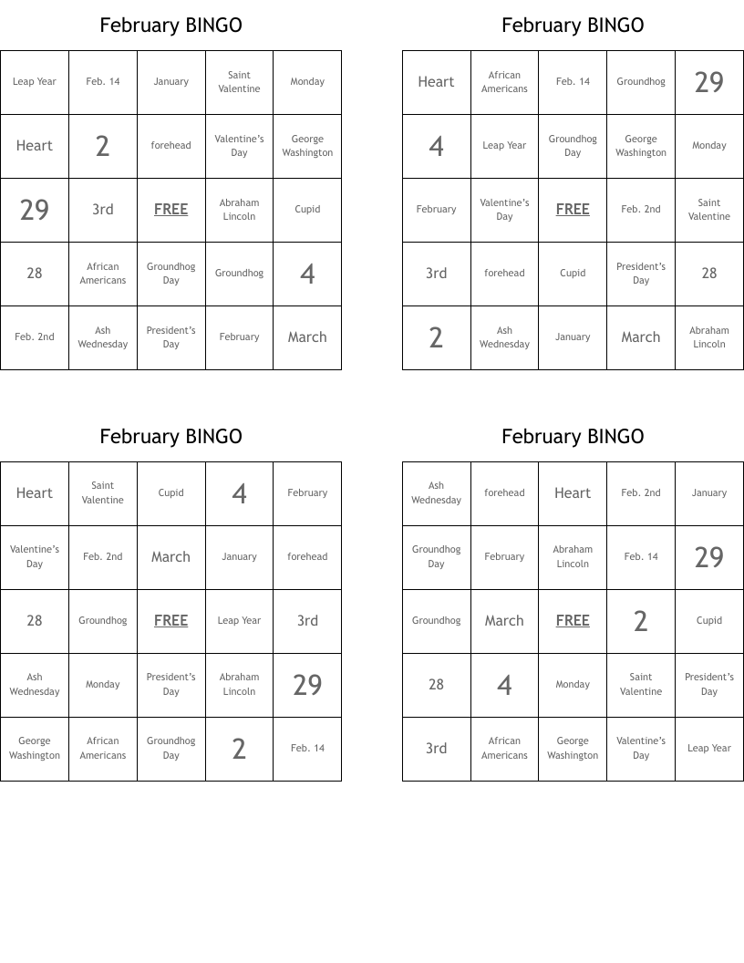 February BINGO