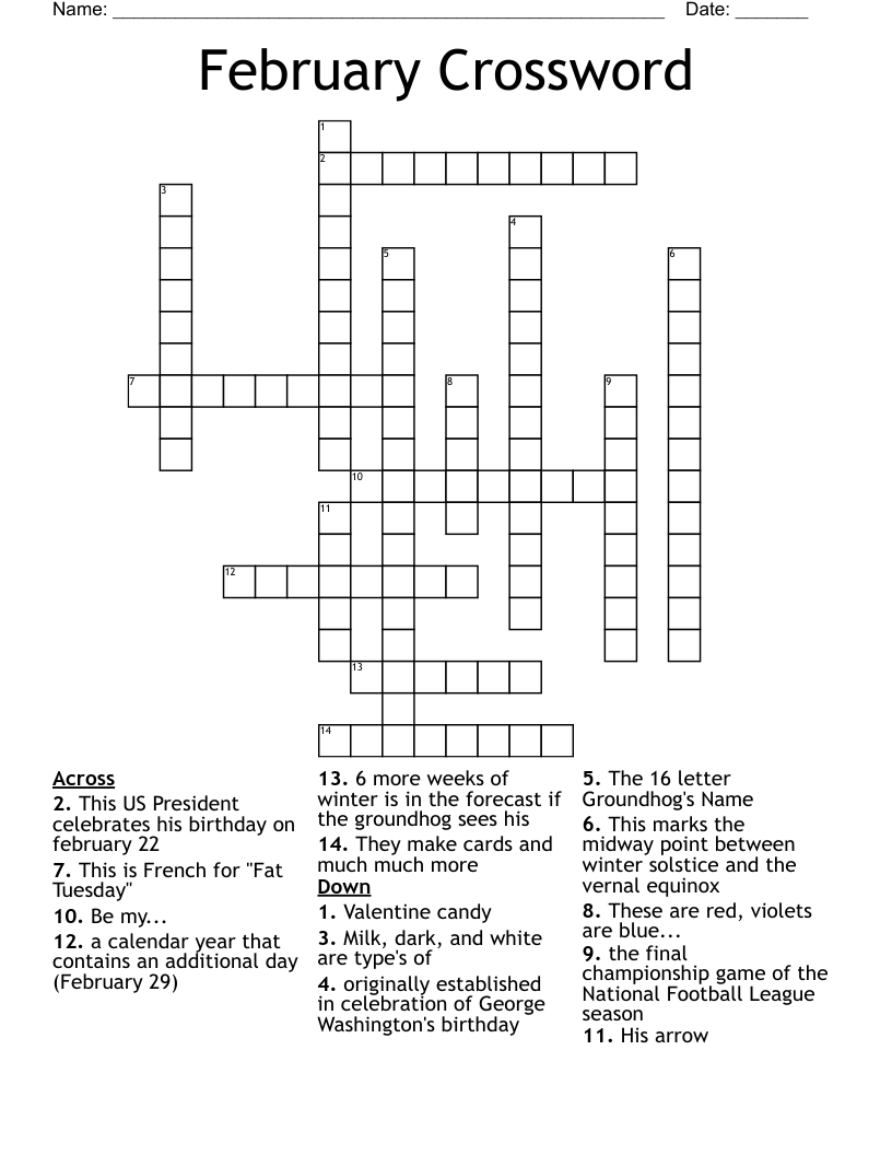 February Crossword