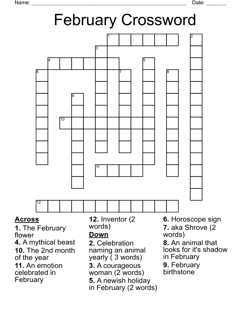 February Crossword
