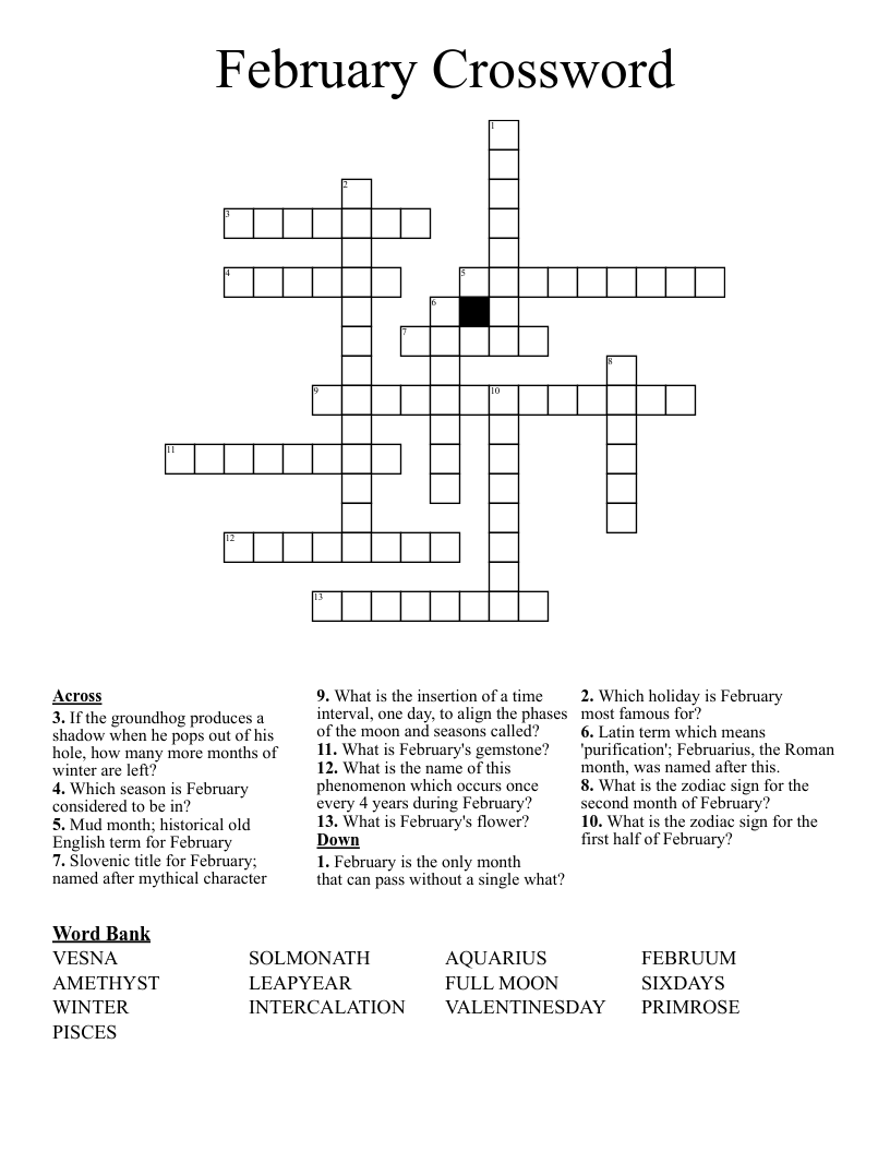 February Crossword