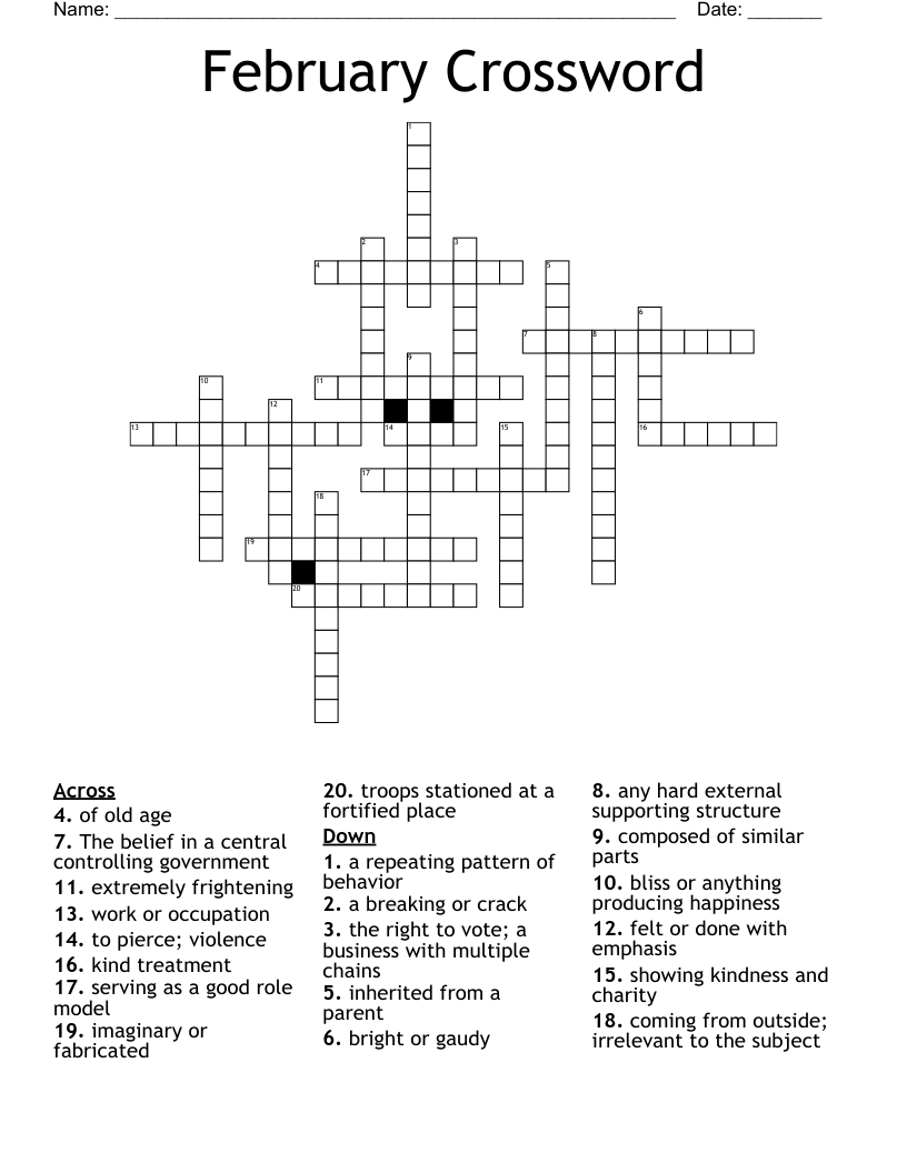February Crossword