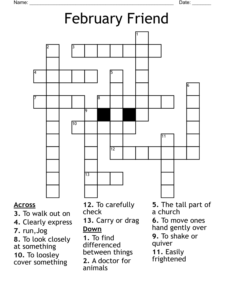 February Friend Crossword