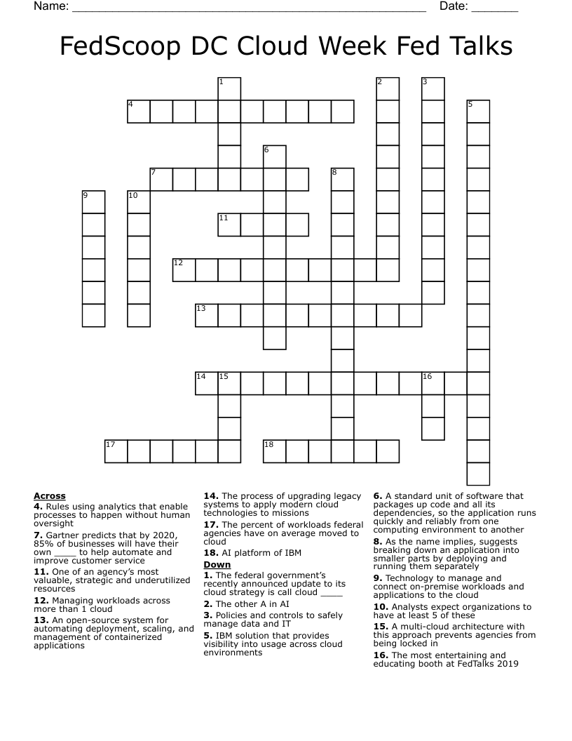 FedScoop DC Cloud Week Fed Talks Crossword