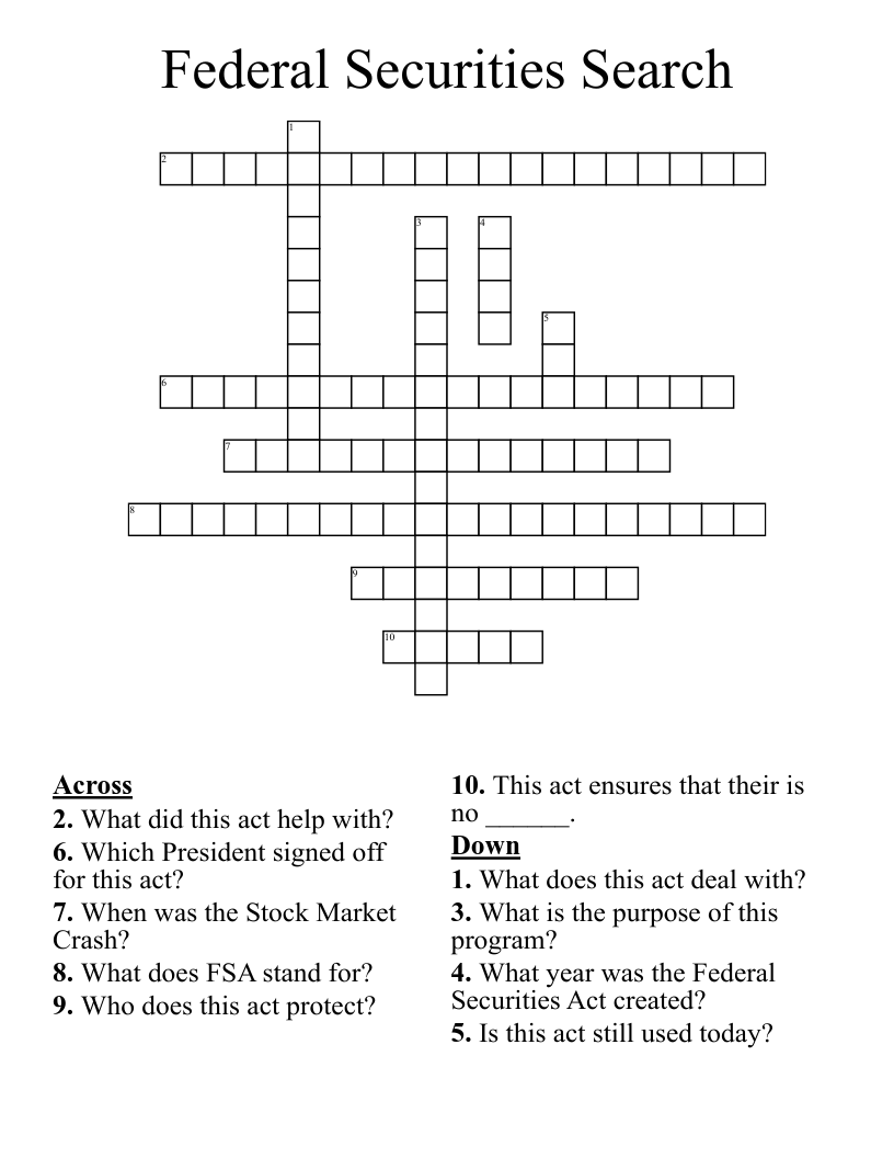 Federal Securities Search Crossword