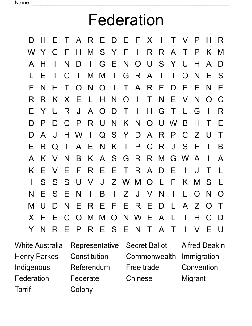 Federation Word Search