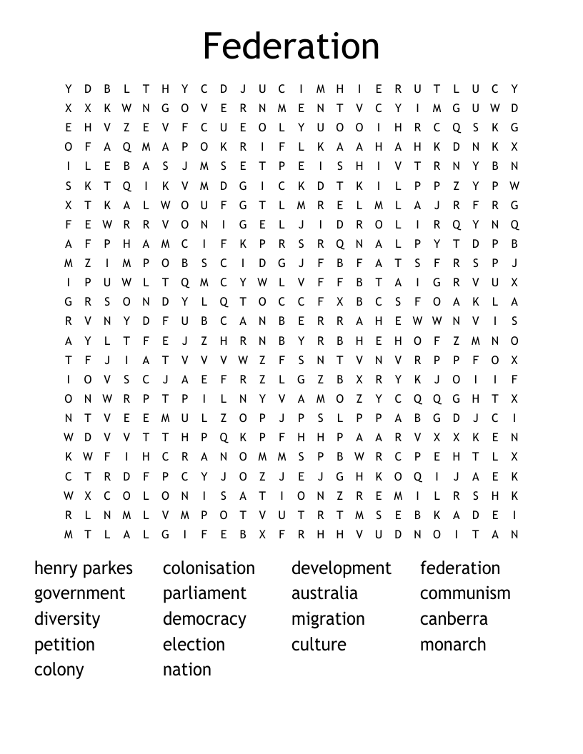 Federation Word Search