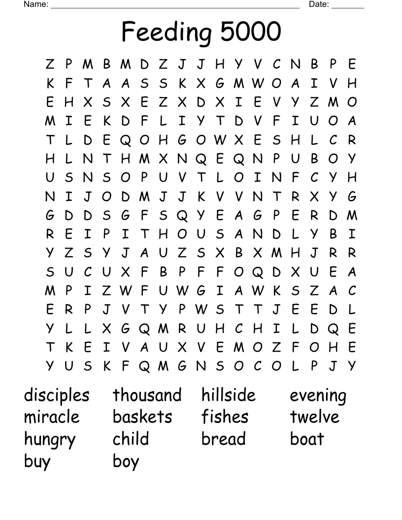 Feeding 5000 Word Search
