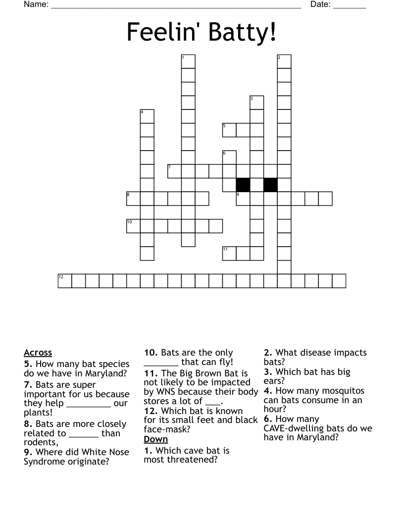 Feelin' Batty! Crossword