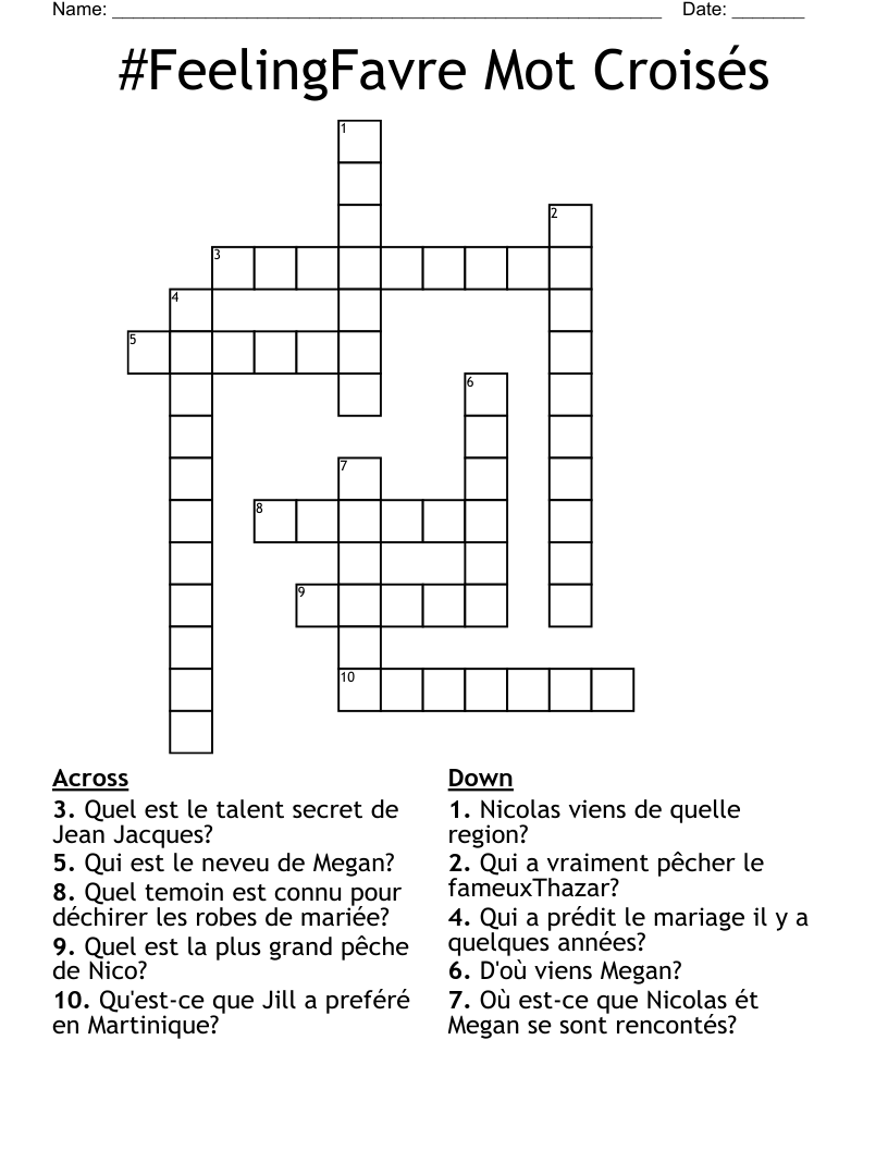 #FeelingFavre Mot Croisés Crossword