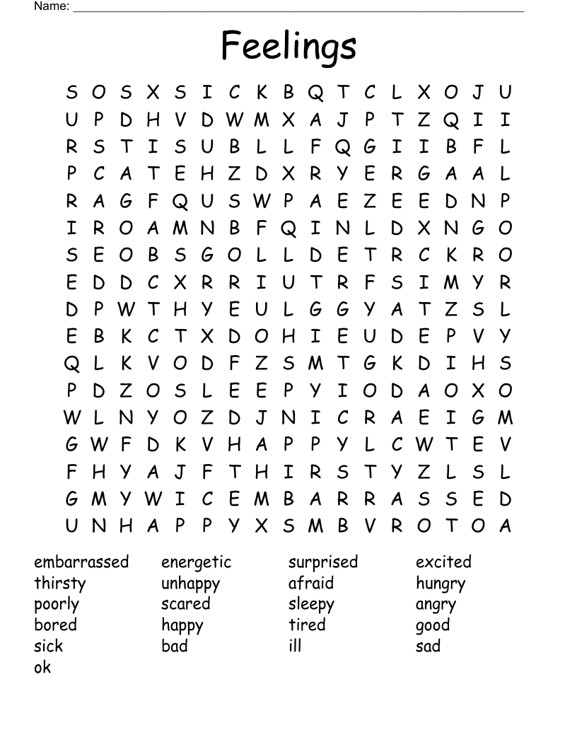 Feelings Word Search