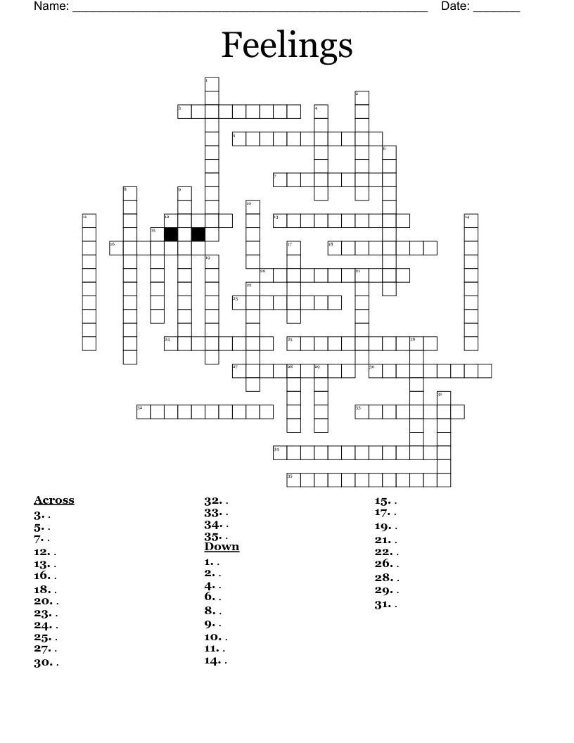 Feelings Crossword