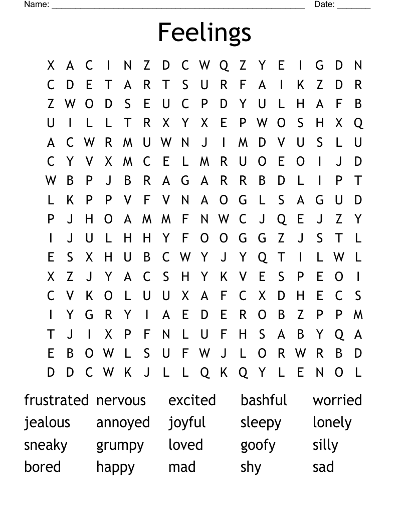 Feelings Word Search