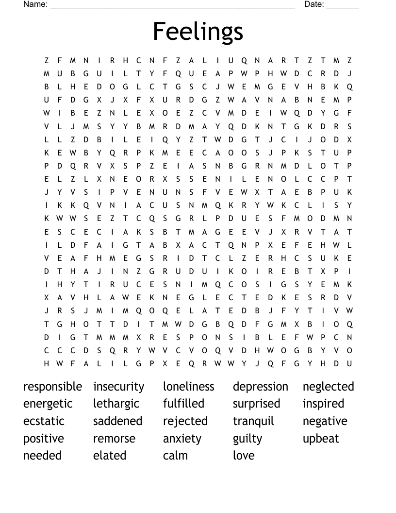 Feelings Word Search