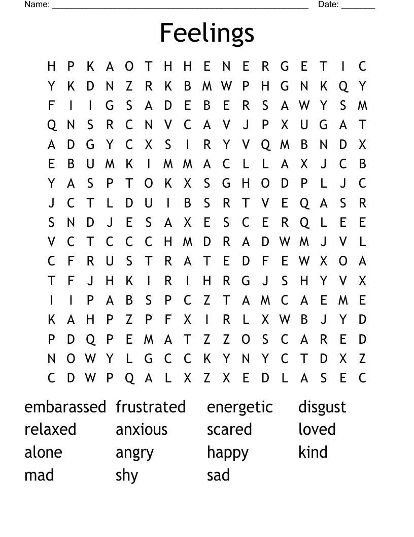 Feelings Word Search
