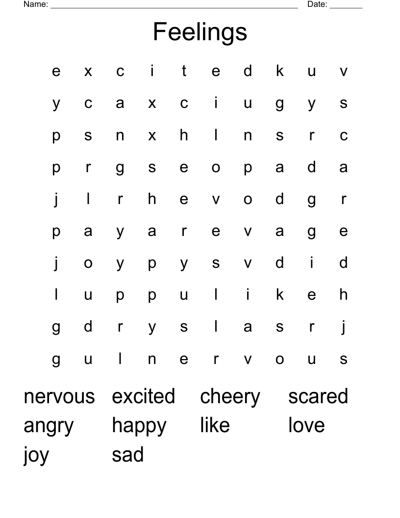 Feelings Word Search