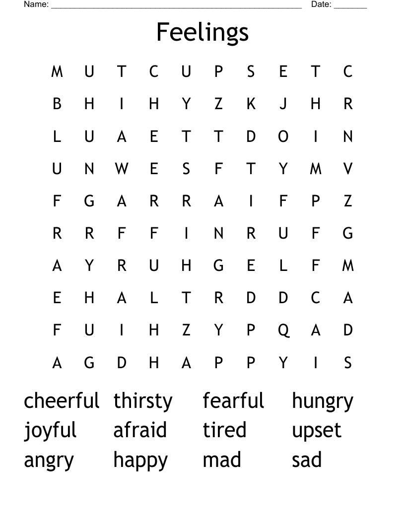 Feelings Word Search