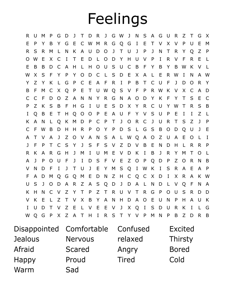 Feelings Word Search