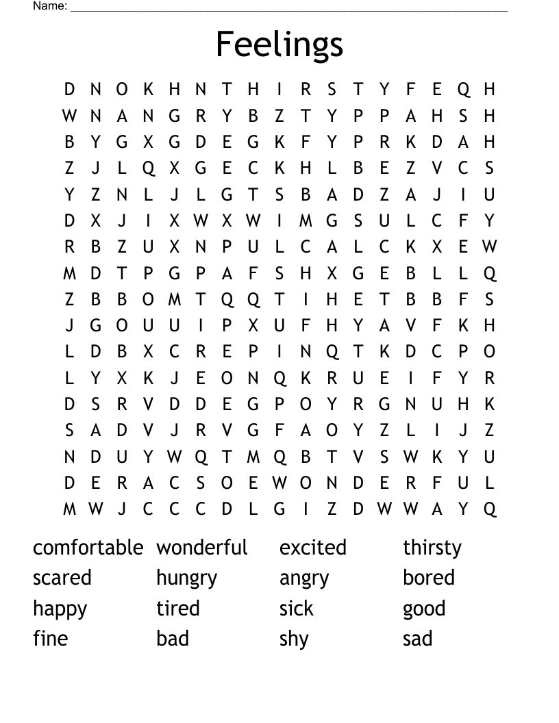 Feelings Word Search