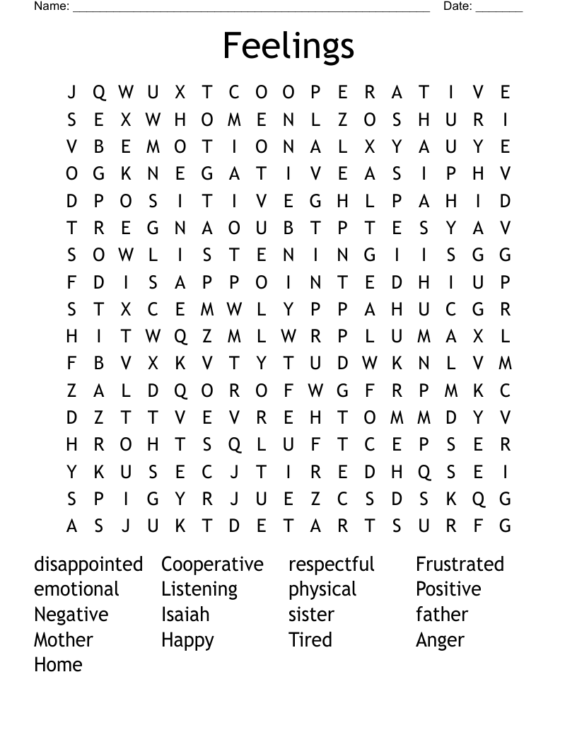 Feelings Word Search
