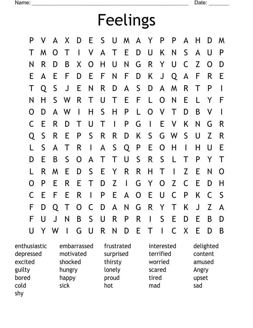 Feelings Word Search