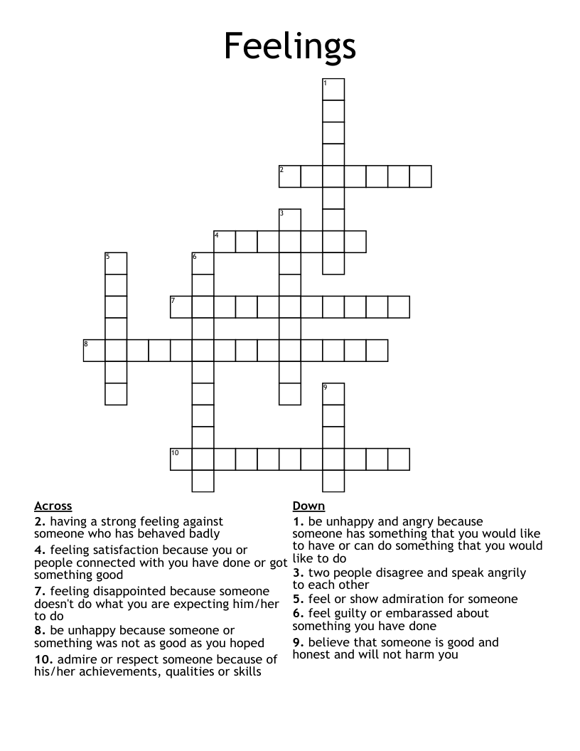 Feelings Crossword