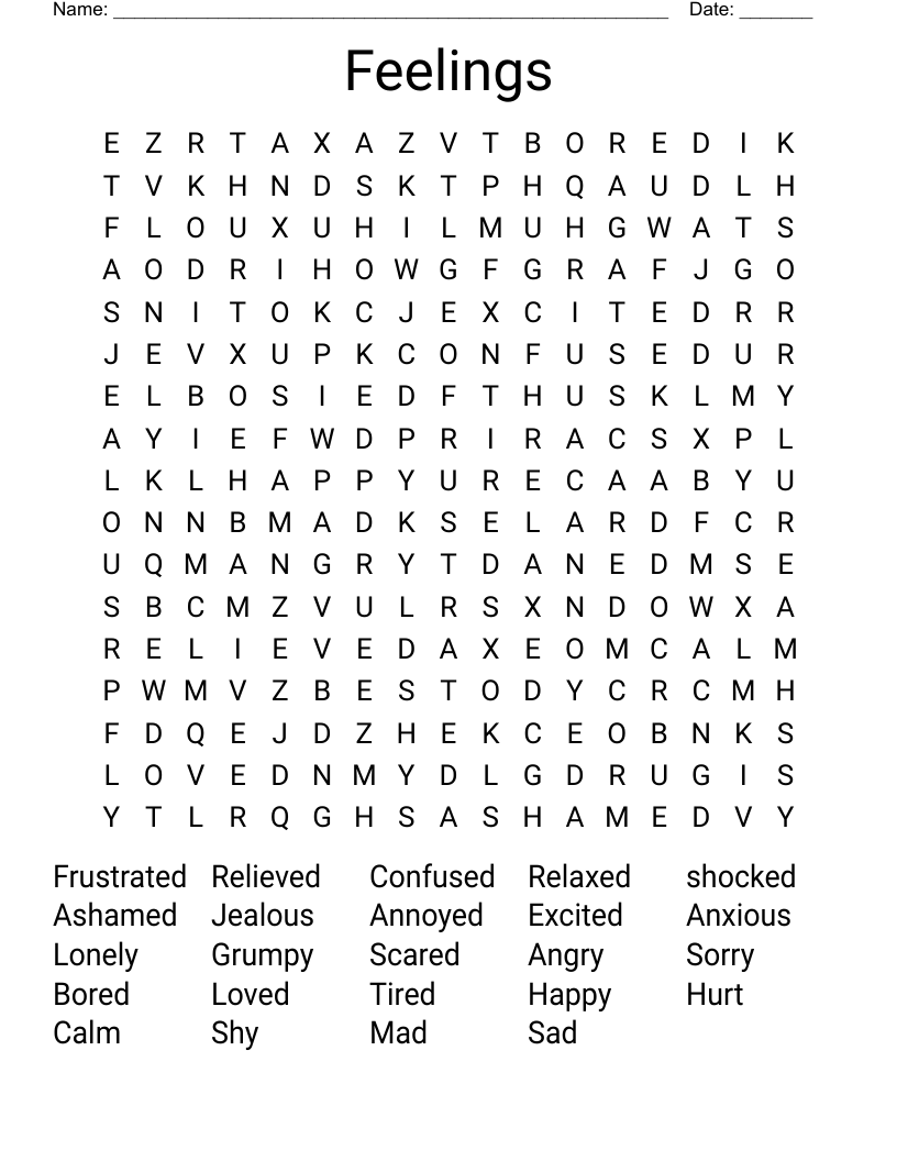 Feelings Word Search