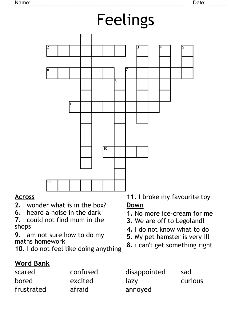 Feelings Crossword