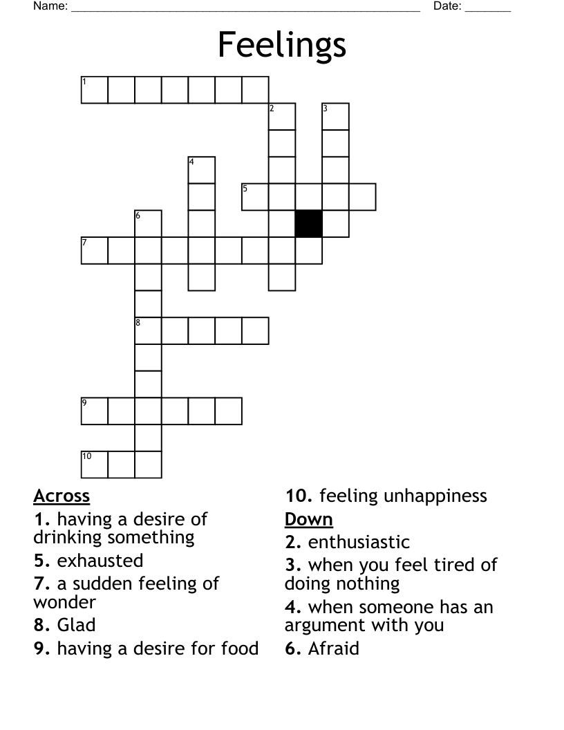 Feelings Crossword