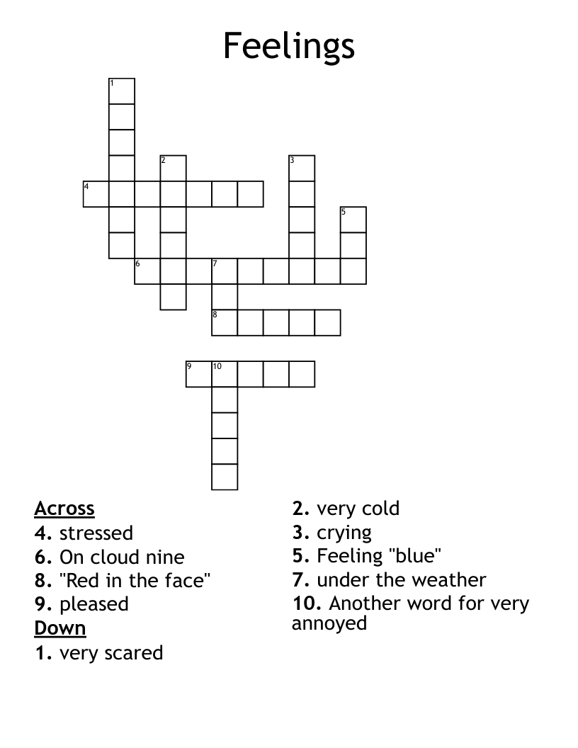 Feelings Crossword