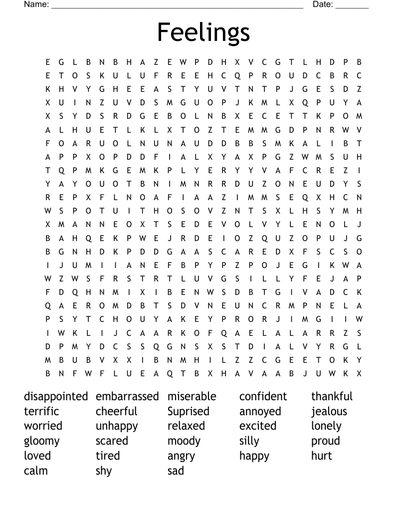 Feelings Word Search