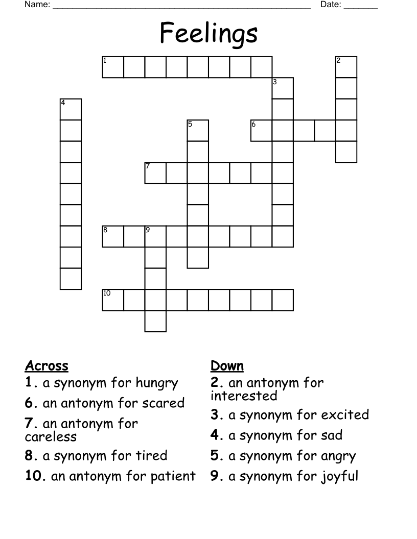 Feelings Crossword