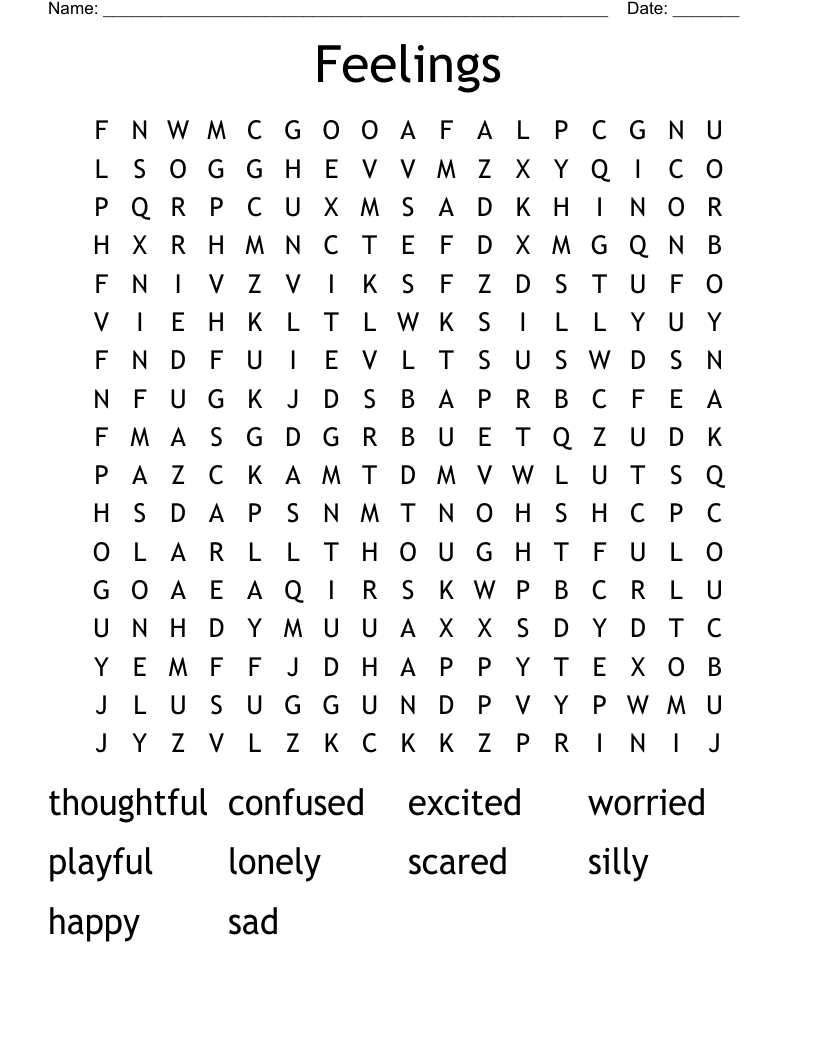 Feelings Word Search
