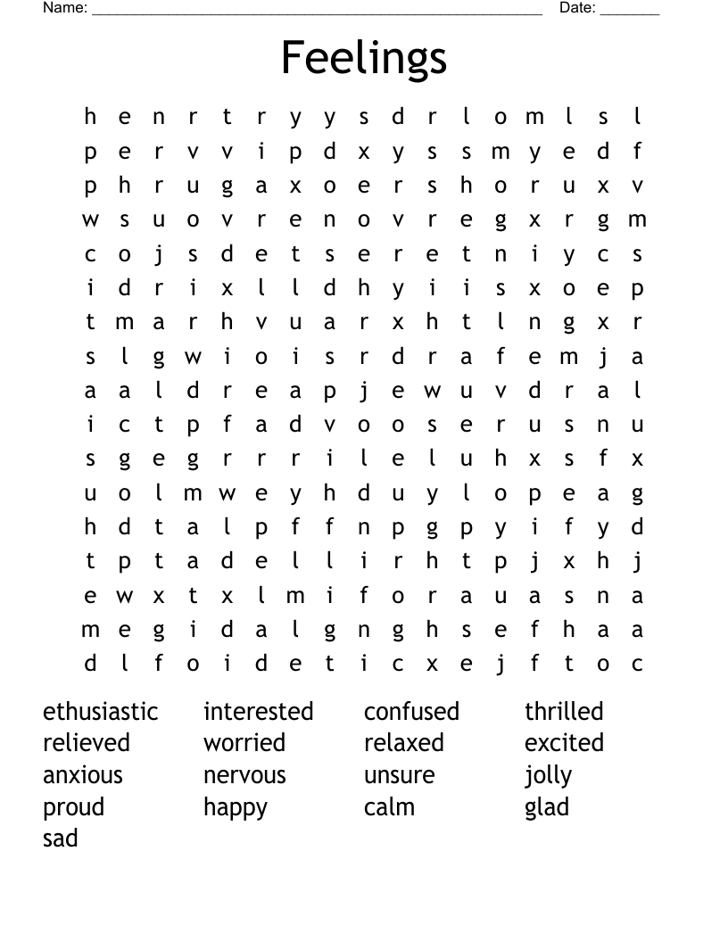 Feelings Word Search