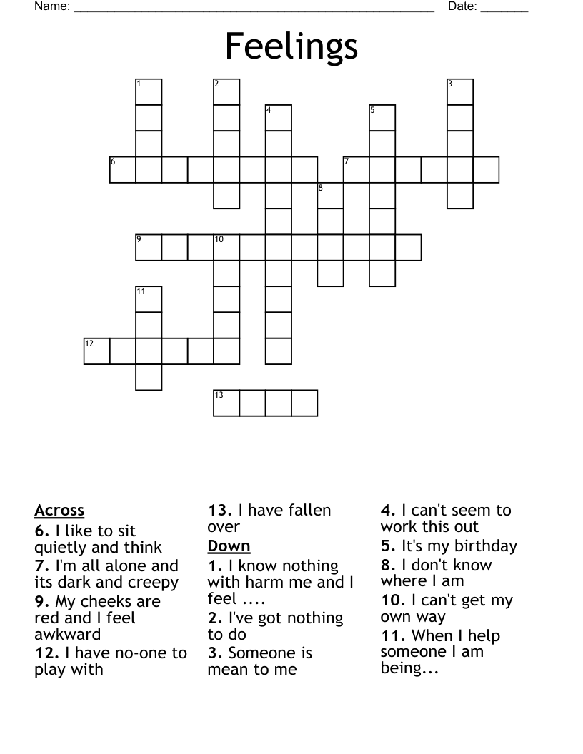 Feelings Crossword